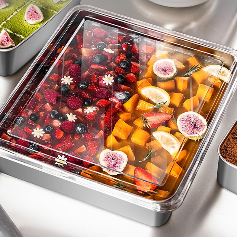 Forma do Tiramisu ze Stali Nierdzewnej Taca do Ciasta Pojemnik do Formowania Ciasta z Pokrywką Pudełko do Przechowywania Ciasta Domowe Narzędzia do Pieczenia Deserów