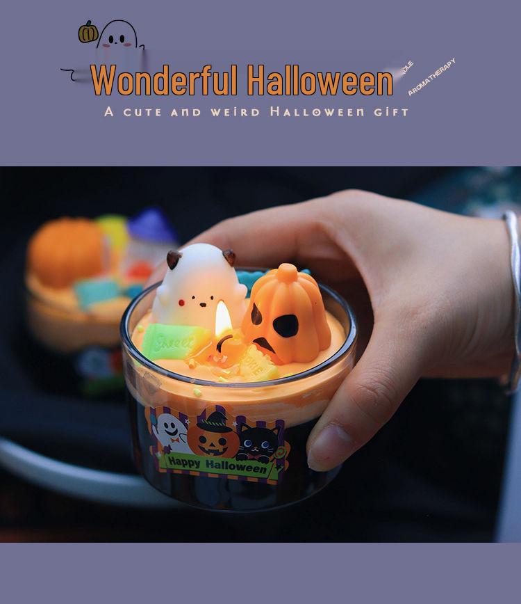 Halloween Ghost Pumpkin Scented Candle Ornament for Festive Atmosphere