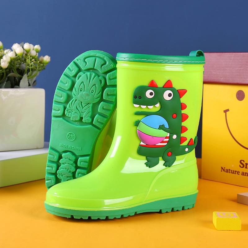 "Dinosaur Kids' Mid-Tube Rain Boots for Boys and Girls"