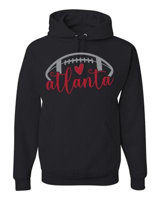 Fan Of Atlanta Football Red Heart Script Writing Unisex Hoodie Sweatshirt