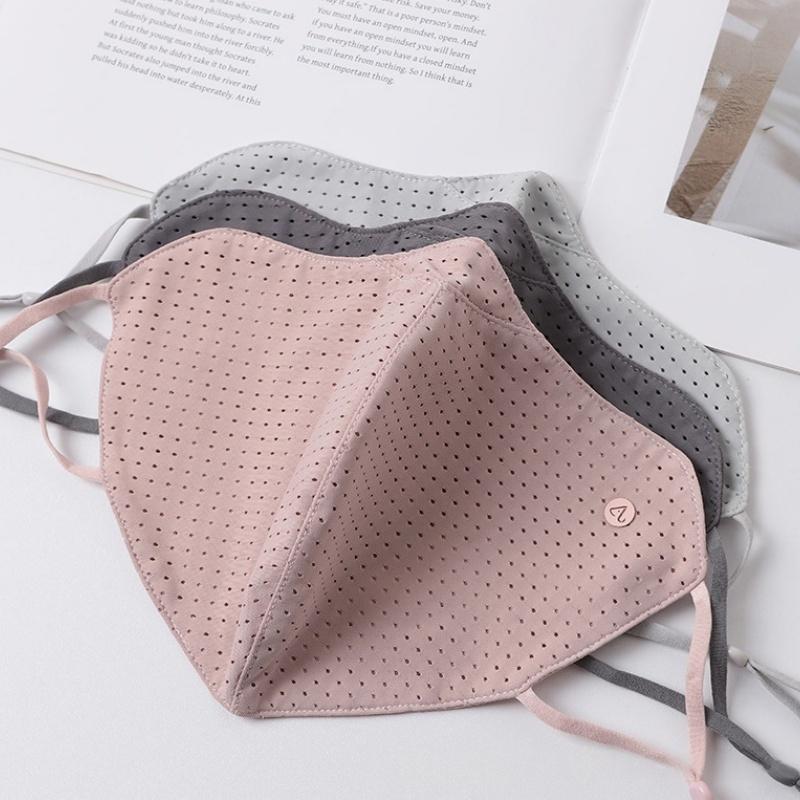 Solid Color Breathable Ice Silk Mask Washable Anti-Uv Anti-Sun Mask Dustproof Mesh Face Cover Scarf Outdoor Sports Mask
