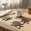 Wooden Mats for Hot Drinks Turtle/Butterfly Coasters Coffee Mugs And Tea Cups, Heat Resistant Rustic Kitchen Table Decor Mats, Insulation Pad