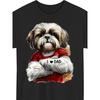 Funny Shih Tzu Dad T-Shirt Compatible for Shih Tzu Dog Lovers - I Love Dad & Fluffy Shih Tzu Graphic, Loose Fit Round Neck Tee for Men & Women,