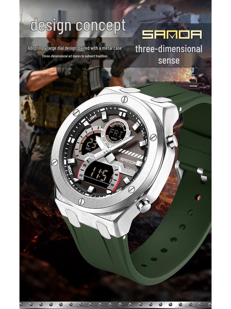 Sanda Trendy Multifunctional Waterproof Student Wristwatch with World Time Display