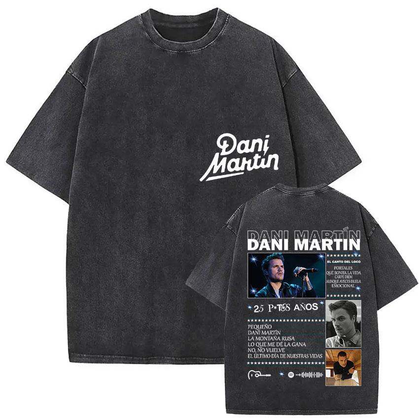 Rapper Dani Martin Lo Que Me De La Gana Tour Vintage Washed T Shirts Men Women Pop Fans Fashion Clothing Oversized Tshirt