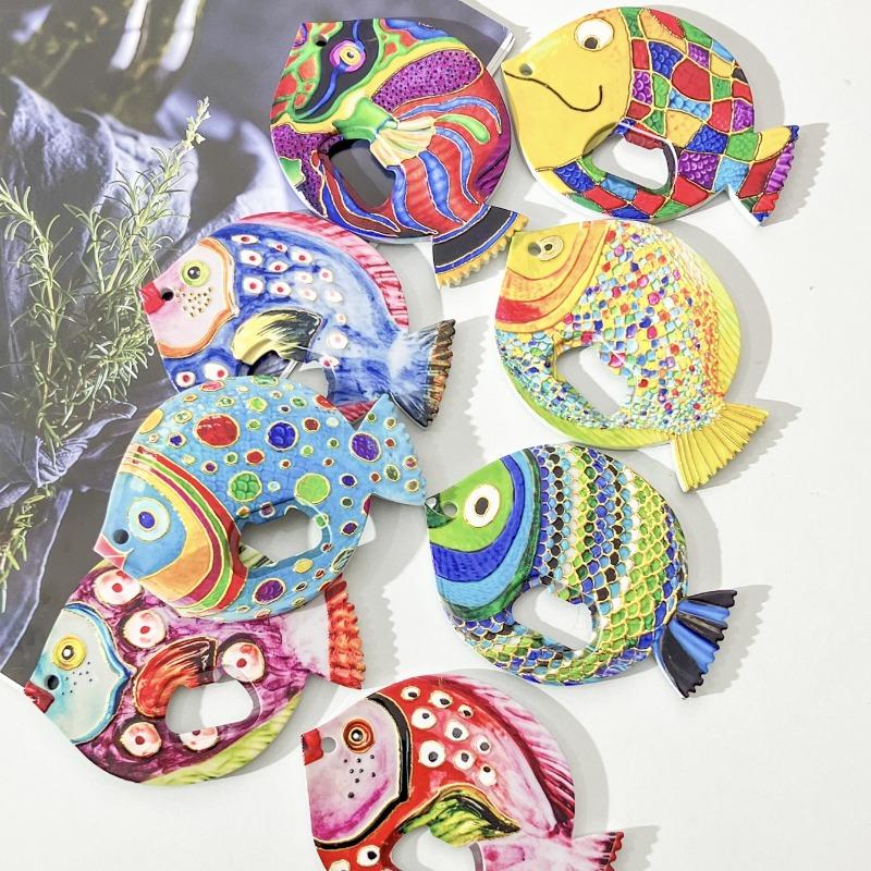 1pc Fat Headed Fish Bottle Opener Refrigerator Magnets Embossed Hot Stamping Process Cute Fridge Magnets