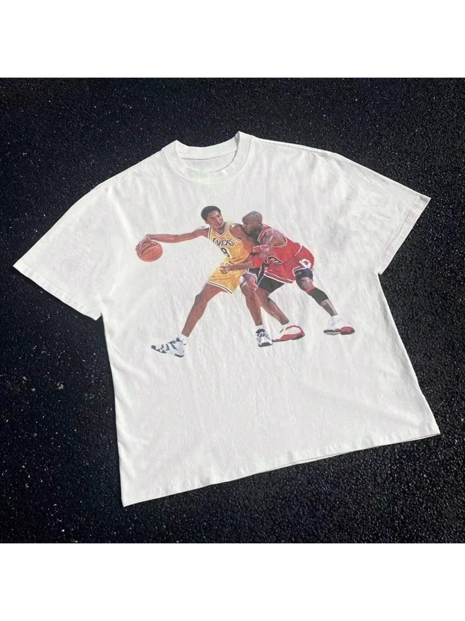 

Летние хлопковые футболки Уличная одежда Качество Баскетбол Косбе Брайант Графический принт Свободные футболки оверсайз Топы Футболка для мужчин Унисекс XL чёрный