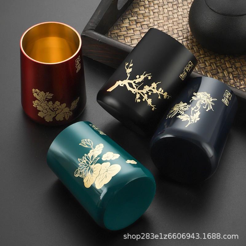 Brass Tea Ceremony Accessory Holder Set Six Tools Organizer Desktop Pen Cylinder Study Room
