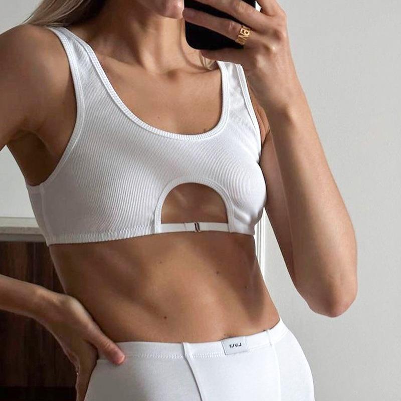 Letnie nowe, wycięte w kształcie litery U, super krótkie topy damskie, modne, bez rękawów, dopasowane, seksowne, damskie, swobodne, sportowe, do jogi, kamizelka, 25555