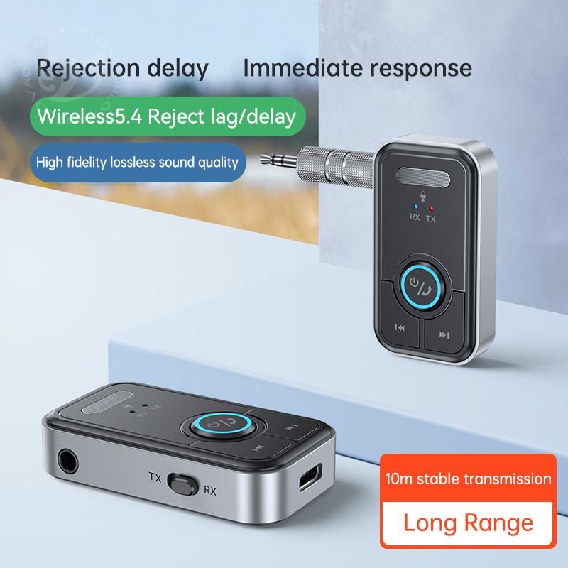 VAORLO 2 IN 1 Bluetooth 5.4 Audio Sender Empfänger 3,5MM AUX HiFi Stereo Musik Drahtloser Adapter Mit Mikrofon Für Fernseher PC Auto Flugzeug Lautsprecher Kopfhörer