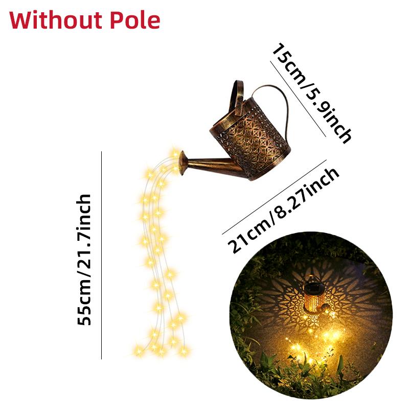 

Solar Watering Can Light Hanging Kettle Lantern Light Waterproof Garden Decor Metal Retro Lamp for Outdoor Table Patio Lawn YarD Type A no pole