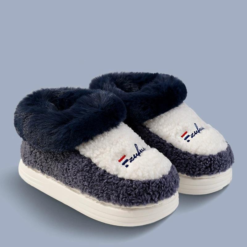 

Мужские Зимние Тапочки Оверсайз Толстая Нескользящая Подошва из ЭВА Утепленная Флисовая Подкладка Для Дома и Улицы Полосатый Дизайн со Шнурками 46-47 синий