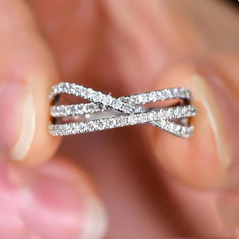 Multi-Layer Cross Zircon Ring Women, Fashion Personality Cold Wind Ring, Tide Internet Celebrity Classic Ring