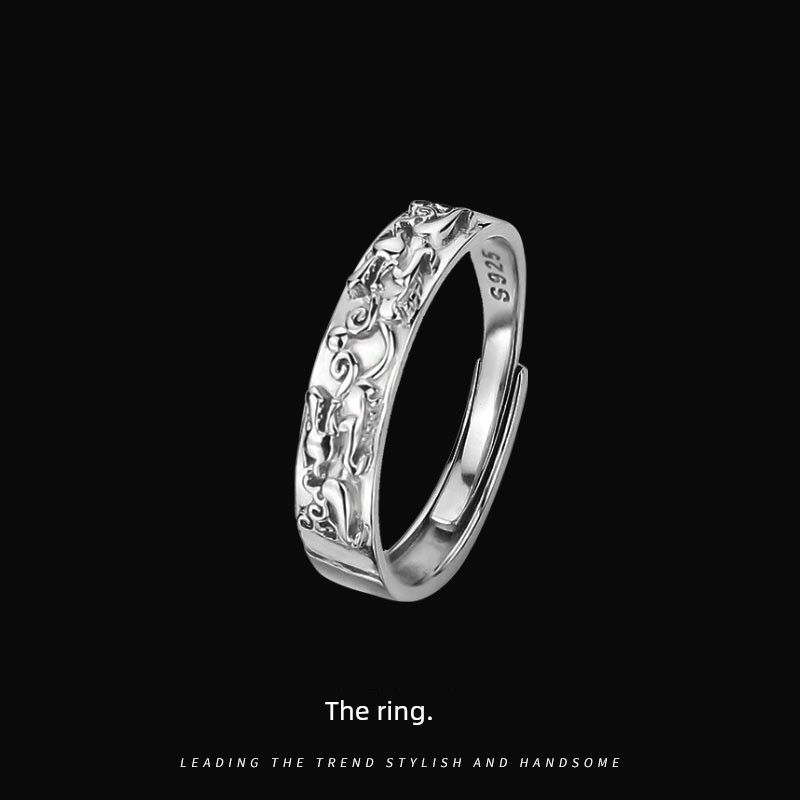 

Браслет из тибетского серебра Пи Сю, шнурок-талисман года рождения, нишевый стиль, простой и щедрый, мужской браслет из красной веревки, женский плетеный шнурок, подарок 520 Pixiu Ring