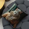 Cute Cat Printing Decorative Cushion Cover Reversible Plush Pillow Cover – For Car, Sofa, Bedroom, Perfect As a Gift.