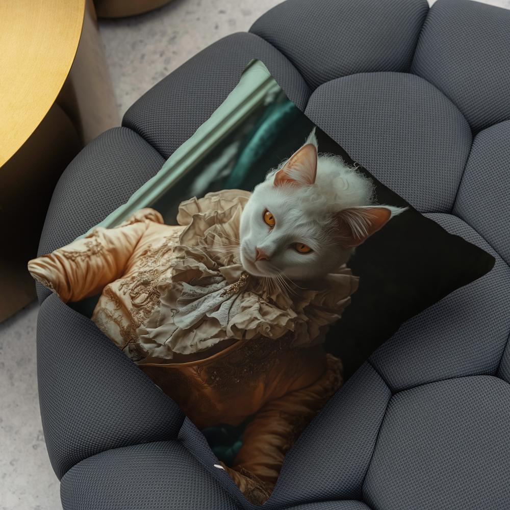 Cute Cat Printing Decorative Cushion Cover Reversible Plush Pillow Cover – For Car, Sofa, Bedroom, Perfect As a Gift.