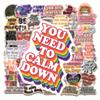 50pcs Waterproof Motivational Graffiti Stickers - Classical Chinese Design for Luggage, Skateboards, Refrigerators, Laptops