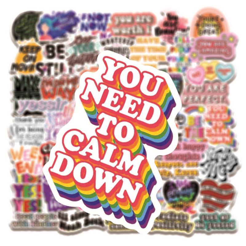 50pcs Waterproof Motivational Graffiti Stickers - Classical Chinese Design for Luggage, Skateboards, Refrigerators, Laptops
