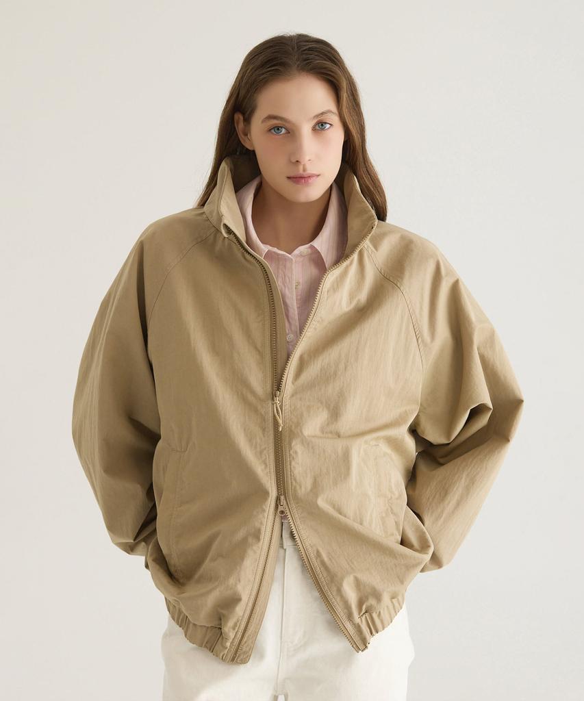 Oatmeal Cafe [Unisex] Cn Washed Windbreaker Jumper - Beige