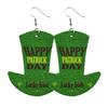 Women Fashion ST. Patrick's Day Green Drop Shape Printing  Earrings Ear Studs