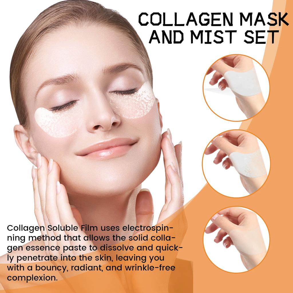 1Pack Eye Mask + 50ml Spray Of Eye Masks Vitamin C Brightening Facial Spray Collagen Eye Mask Set