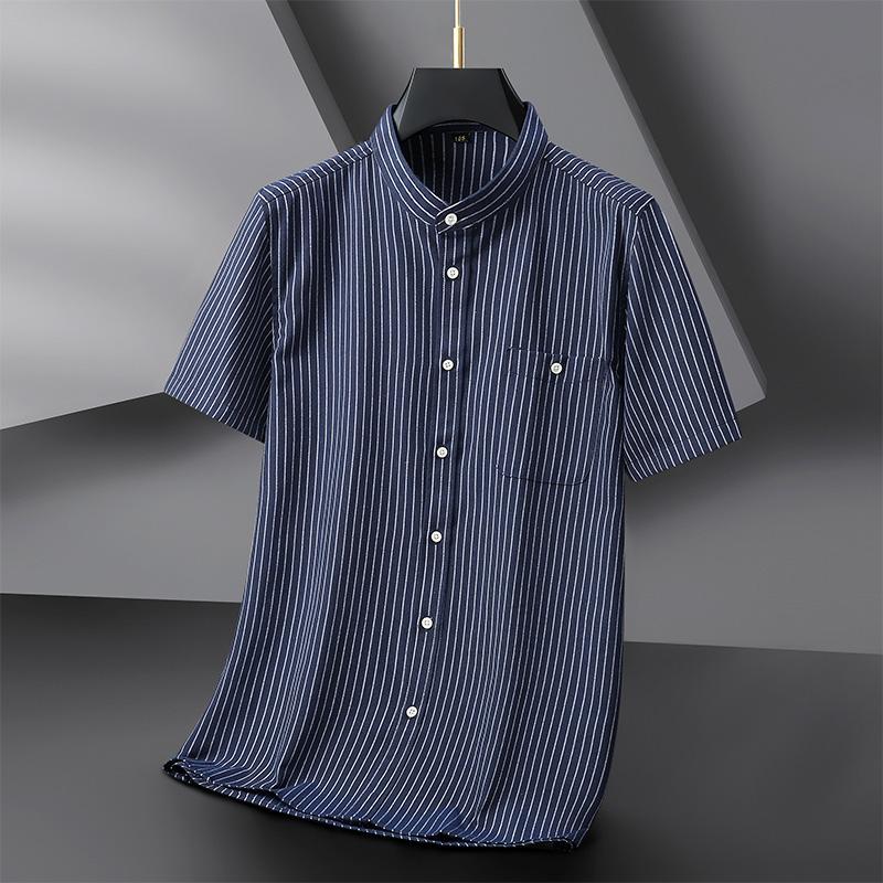 Plus Size 10XL Men's Spring and Autumn Short Sleeved Shirt, Men's Casual Loose Elastic Shirt