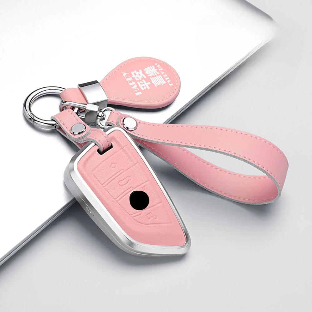 Alloy Leather Car Key Case Cover Shell Protector For Bmw X1 X3 X4 X5 F15 X6 F16 G30 7 Series G11 F48 F39 530 520 525 F30 G38