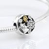 Voguish Stylish  Sterling Color Dramatic White Enamel Heart Golden Beads Fit Original Charm Wrist Bracelet Jewelry MakingFashion Charm