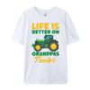 Kids Young Farmer Funny Tractor Boy On Grandpas Tractor Mens Shirts Graphic Tee Mens Clothes Classic