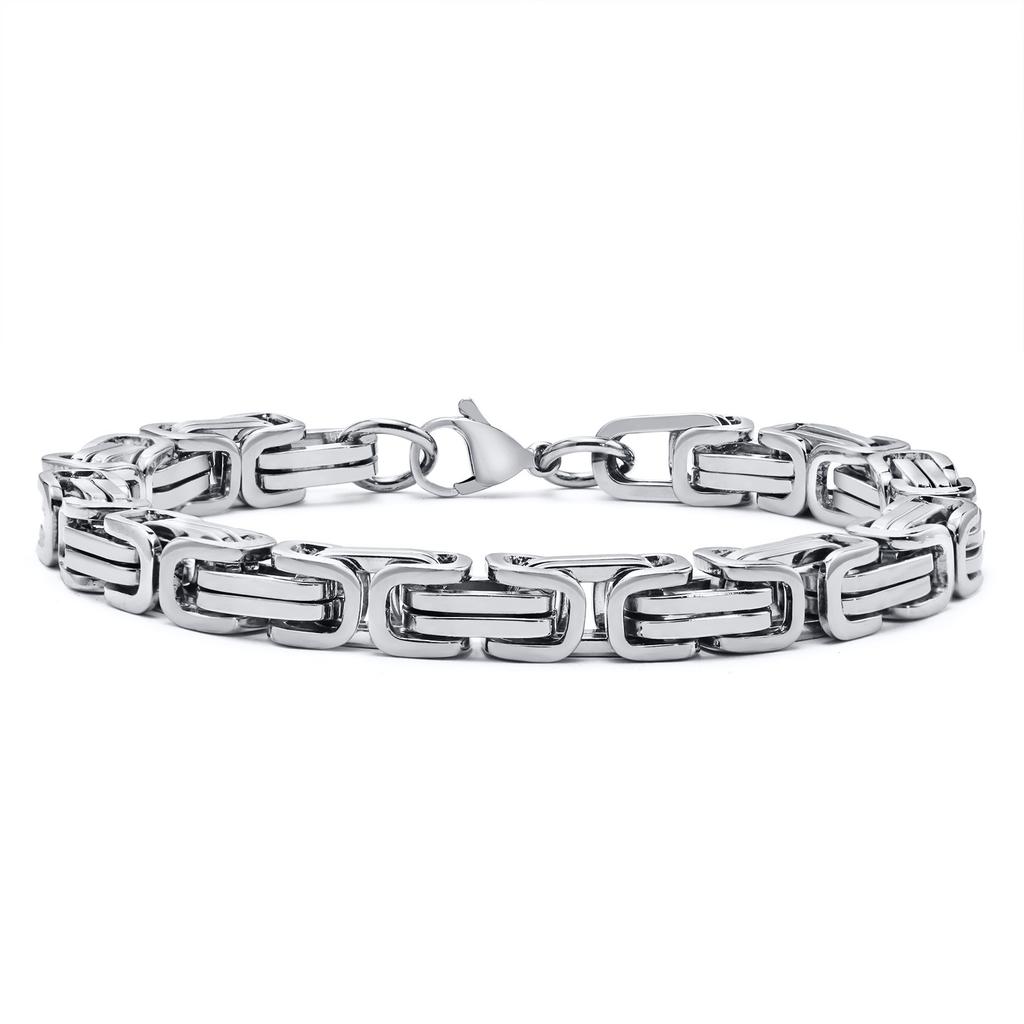 Vnox Stylish Byzantine Chain Bracelet for Men Women Boys, Waterproof Stainless Steel Link Wristband, 4/5/6/6.5/8mm Wide