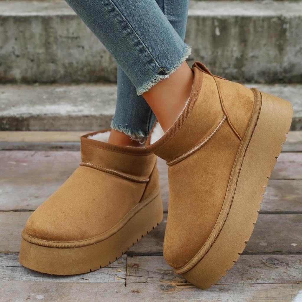 Fashion 2025 New Women Snow Boots Casual Slip-on Wool Warm Indoor Brand Elegant Winter Cashmere Warm Boots Fashion Flat Plus Size Shoes