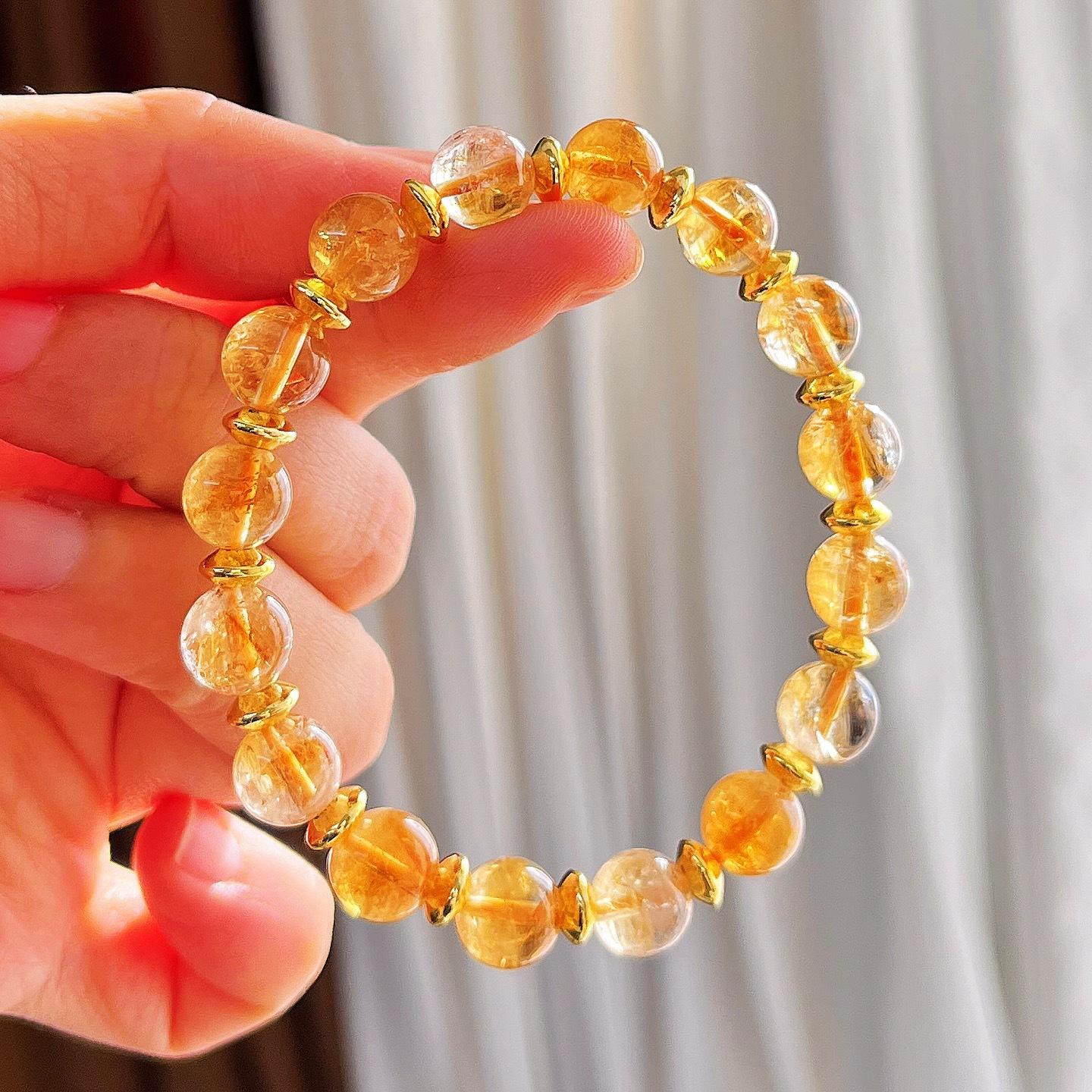 8Mm Autumn And Winter Retro Maillard High Quality Natural Citrine Bracelet Bracelet For Women
