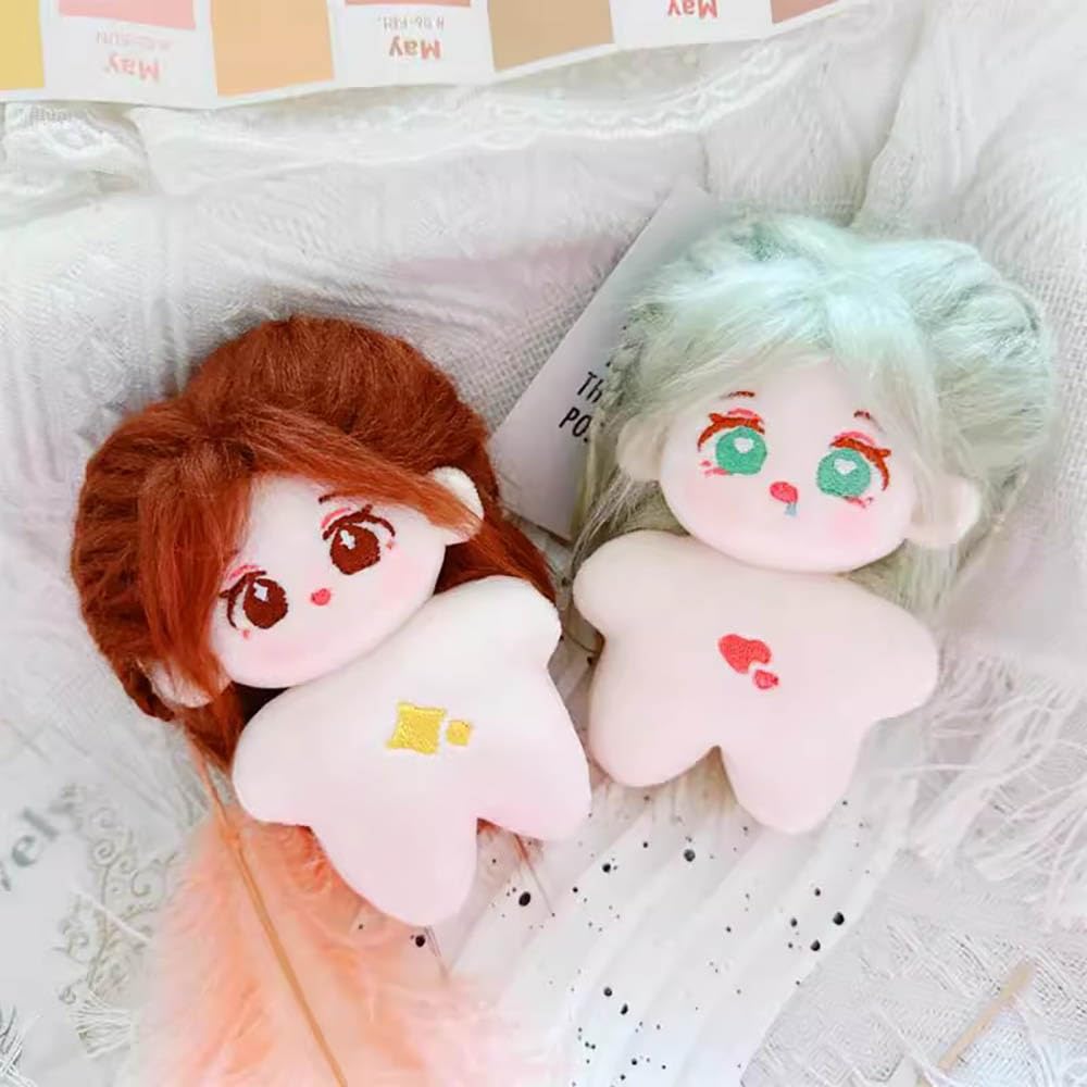 Niannyyhouse 10cm Plush Girl Star Body Fried Hair No Attributes Cotton Doll Accessories (A4)