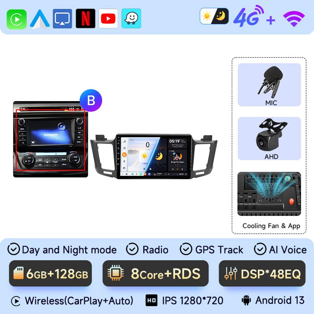 JIUYIN 10.1" Android 13 Car Auto Radio For Toyota RAV4 RAV 4 2013 - 2017 Multimedia Player 4G Carplay GPS Stereo Head Unit