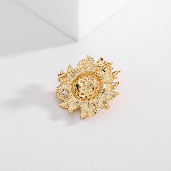 Stunning Pin Rhinestone Bee And Sunflower Brooch For Parties And Casual Wear Enamel