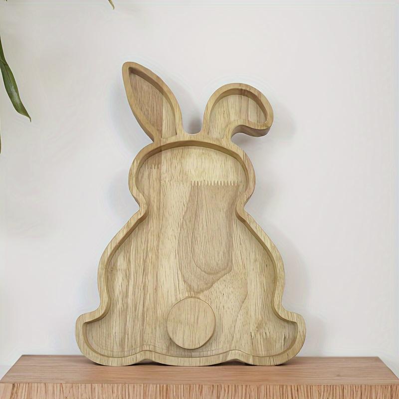 Easter Bunny-Shaped Wooden Serving Tray - Rabbit Design for Afternoon Tea & Snacks, Afternoon Tea Accessory, Rabbit Accessories