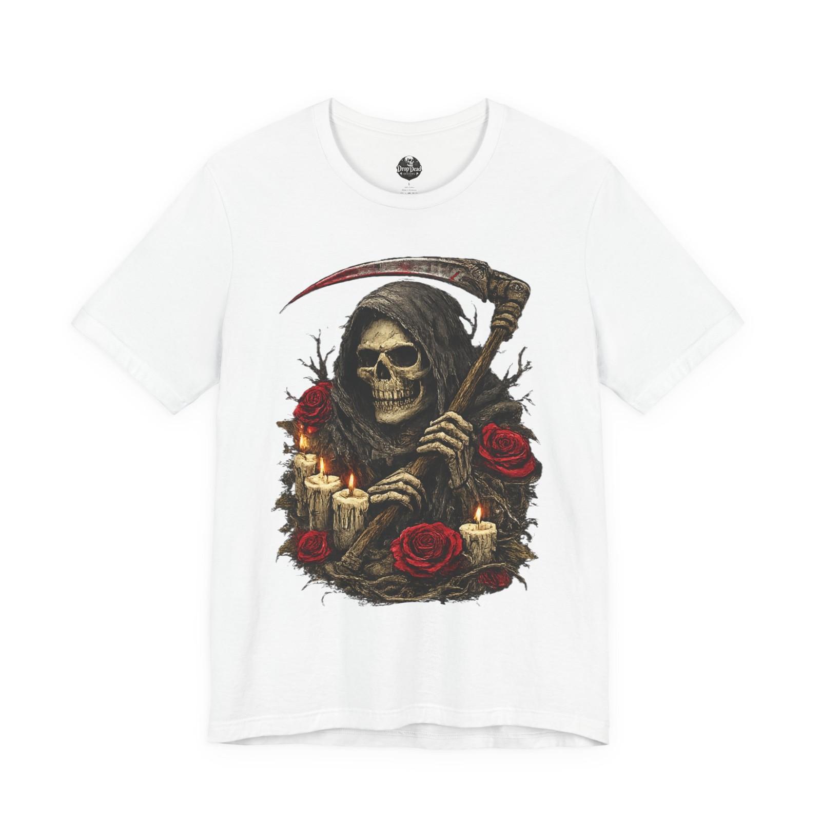 Grim Reaper with Scythe and Roses tee | Skull Candles T-Shirt S разноцветный
