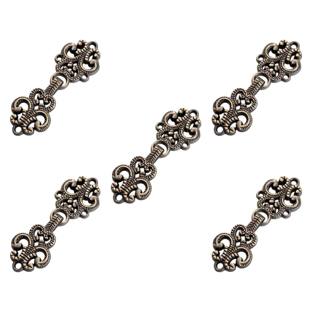 5x Cloak Clasp Fasteners Buckle Handcraft Traditional Sew On Cardigan Clips for Tang Suit Dress Shirt Stage Costume Cheongsam