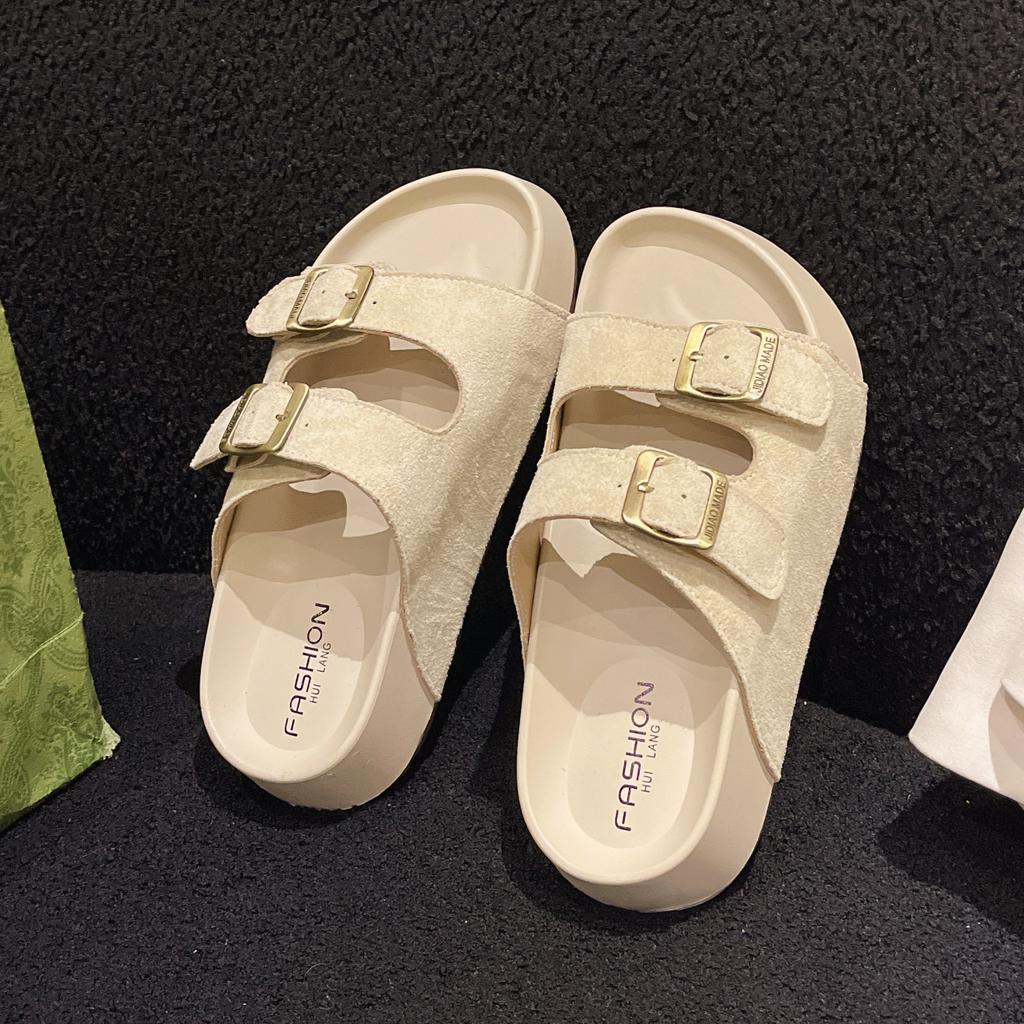 2025 summer new platform sandals with buckle sandals fashionable Korean version wear Birkenstock plus size sandals