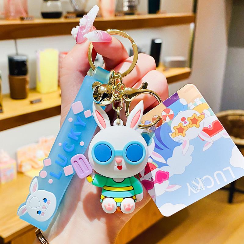 

Cute Summer Bunny Keychain Watermelon Rabbit Charm Pvc Decoration Bag ColdDrink Rabbit