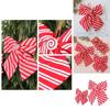 Red And White Diagonal Stripe Bow Pendant For Holiday Tree Ornaments