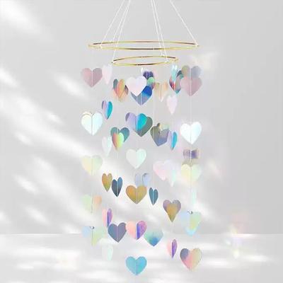 Guirlande Cœur Iridescent et Sequins Disco pour Décoration de Fête d'Anniversaire