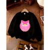 Girls' Crew Neck Fashion Sweatshirt | Casual Long Sleeve, Slight Stretch Fabric, Random Print Design, Perfect for Fall/Winter