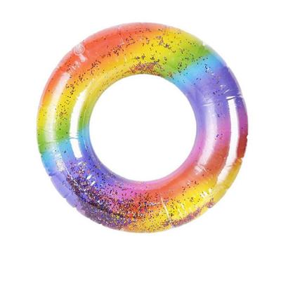 1 Stück Verdickter PVC Aufblasbarer Bunter Schwimmring Kinder Erwachsene Flash Schwimmbad Schwimmring Sommer Strandspielzeug