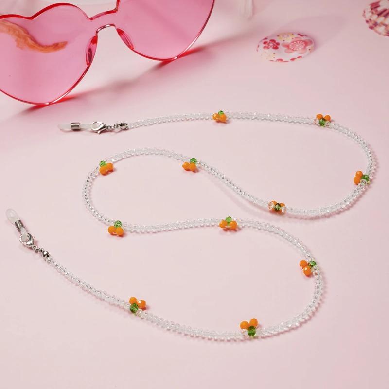 Fashion Crystal Glasses Chains for Women Black Beads Eyeglass Necklace Metal Sunglasses Lanyard Stylish Accessory