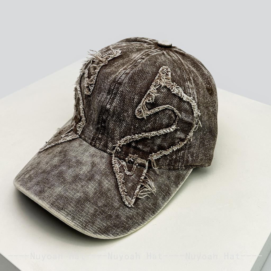 And Women Personalized Embroidered Wing Double-Edged Blade Baseball Caps Sun Protection Distressed All-Match Street Style Peaked Hats Fashion