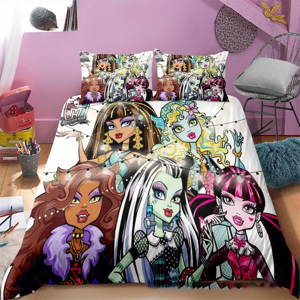 3D Printed Monster High Bedding Collection Duvet Cover Bedroom Comforter Covers Single Twin King Size Quilt Cover Home Textile 23Pcs