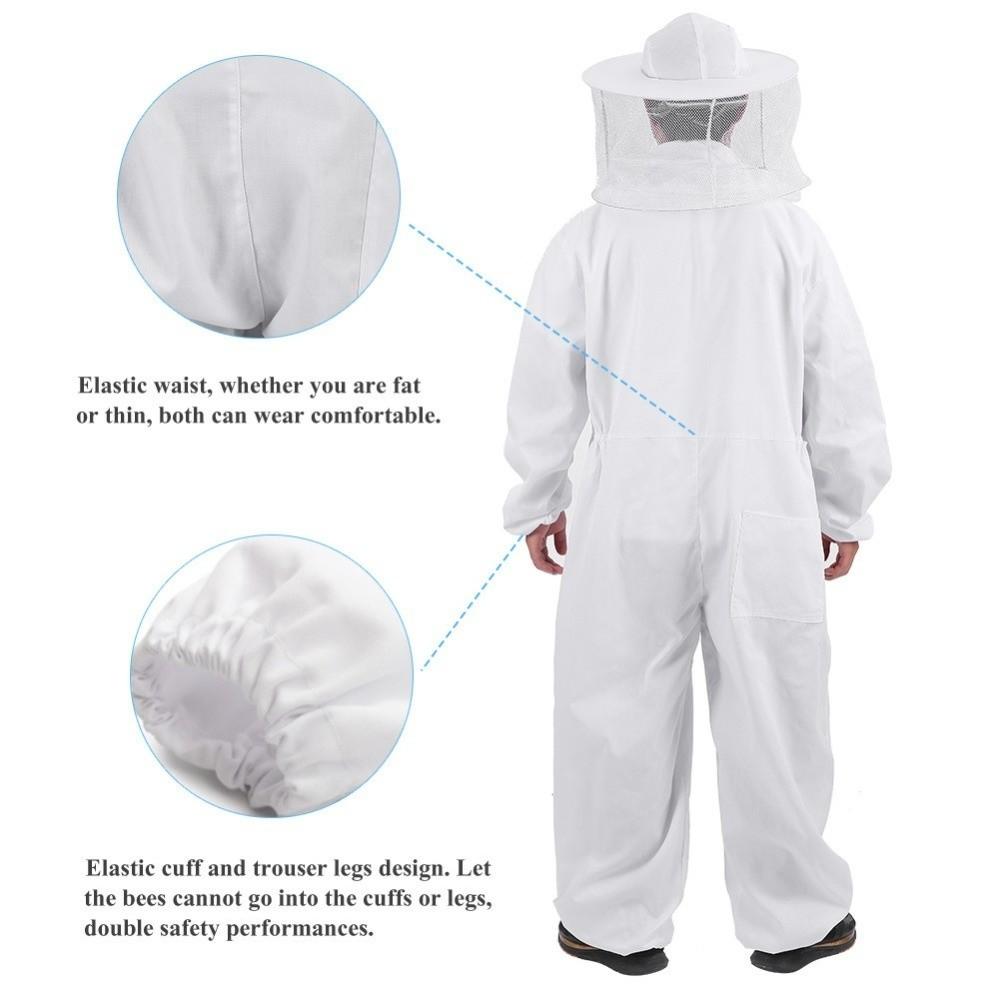 Professional Beekeepers Bee Suit Anti-Bee Veil Hood Hat Beekeeping Suit Jumpsuit Zipper Breathable Bee Repellent Clothing