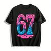 Fun Frosting Number 67 Print Casual Short Sleeve Unisex Top Pure Cotton T-shirt