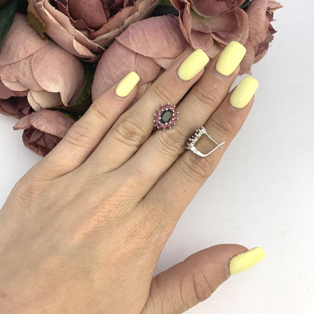 Серебряные серьги с натуральным гранатом 2.66ct, рубином (2090854)